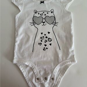 Carters White and Black Cat with Shades One Piece
